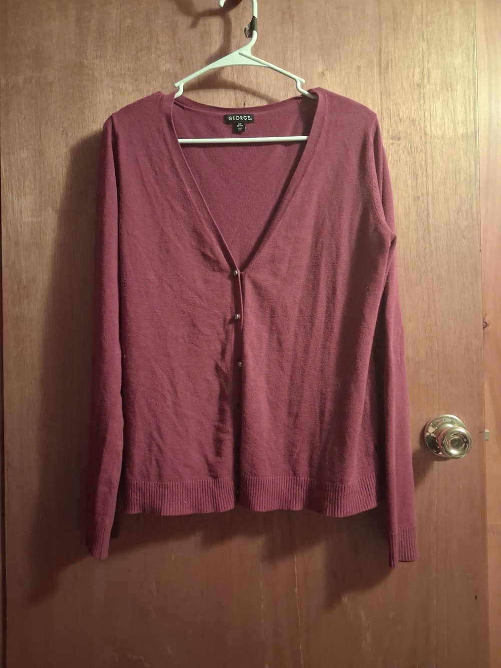 George Women's Plum Button-Front V-Neck Cardigan